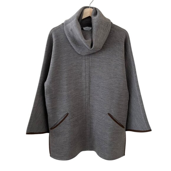 Soft Surroundings Cotswold‎ Wool Blend Cowl Neck Pullover Tunic Sweater Gray S - Picture 1 of 11